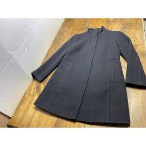 Talbots Womens Size 4 Italian Wool Blend Stadium Coat Full Zip Lined Black